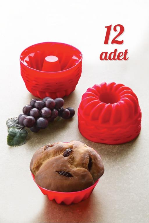 12 Li Yıkanabilir Mini Kek Muffin Pişirme Kalıbı, Silikon Muffin, Cupcake Kalıbı Karma Renk