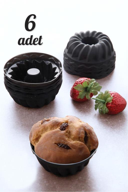 6 Lı Yıkanabilir Mini Kek Muffin Pişirme Kalıbı, Silikon Muffin, Cupcake Kalıbı Karma Renk